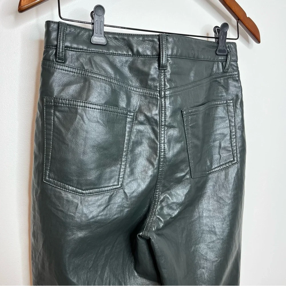 Aritzia Women's Size 6 Melina Vegan Leather Dark Green Cropped High Rise Pant - Picture 6 of 15